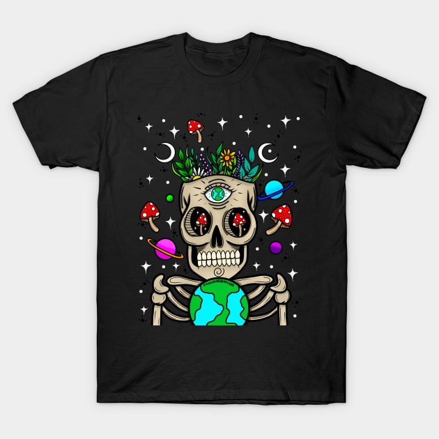 Trippy earth skully T-Shirt by Thisuniquevibe